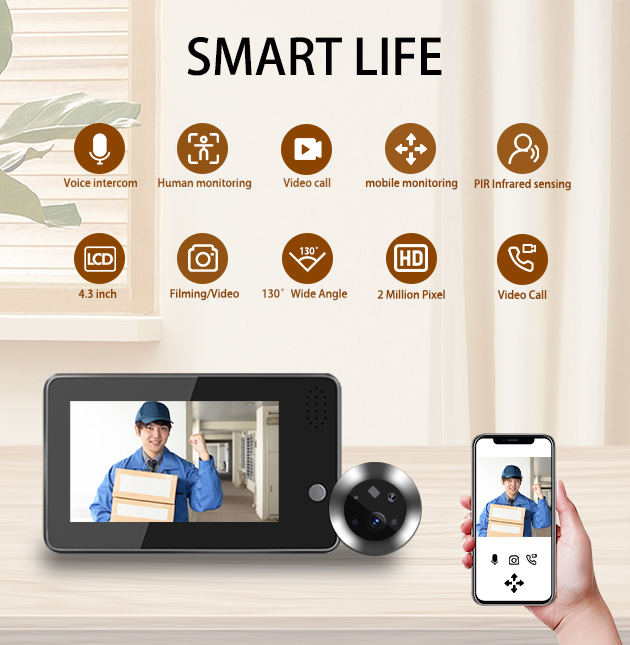 Home Security Wireless Camera - Sonnette WiFi Tuya Smartlife 4,3 pouces