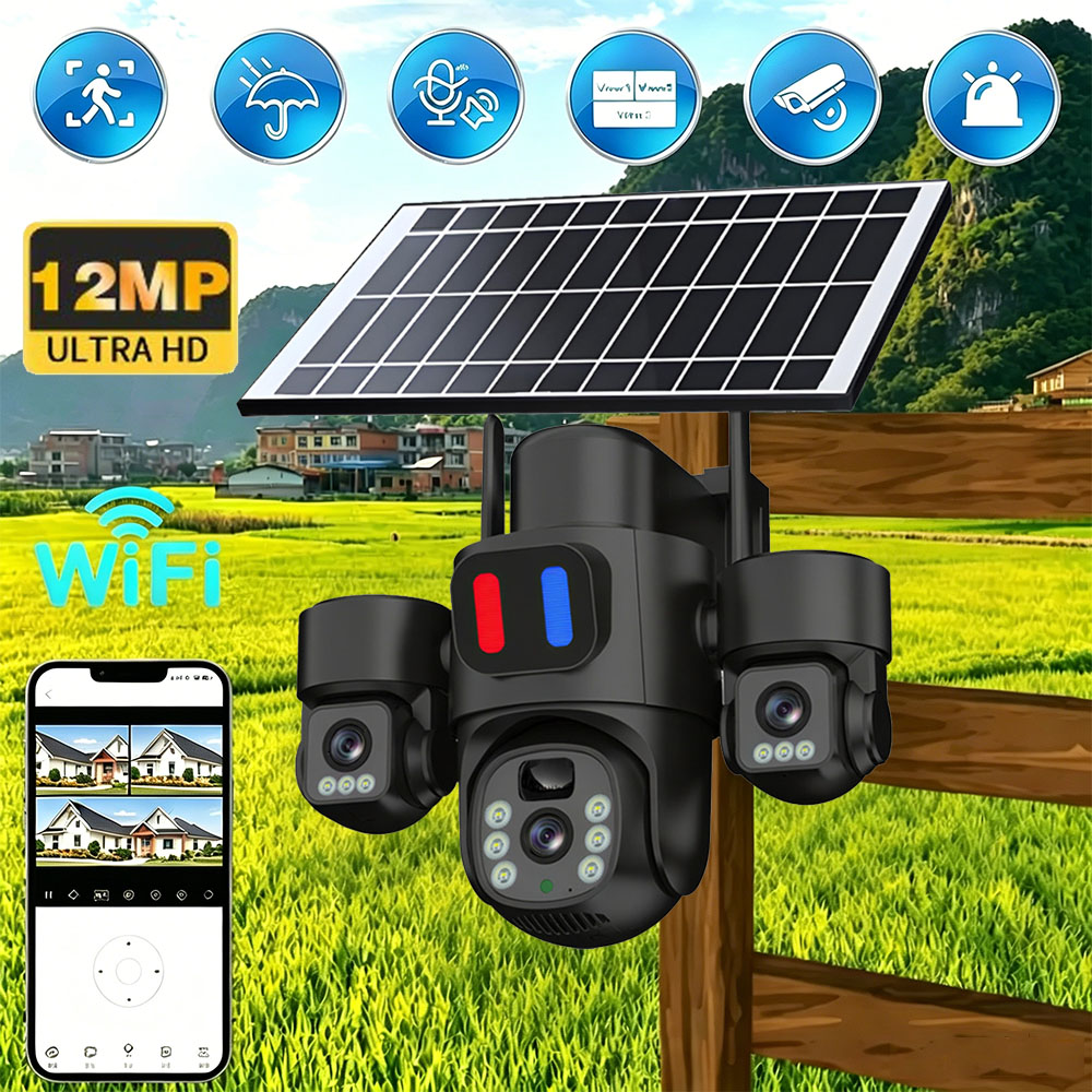 Home Security Wireless Camera - Caméra solaire WiFi PTZ extérieure à
